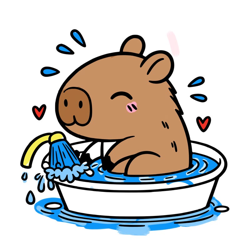 capybara taking a bath