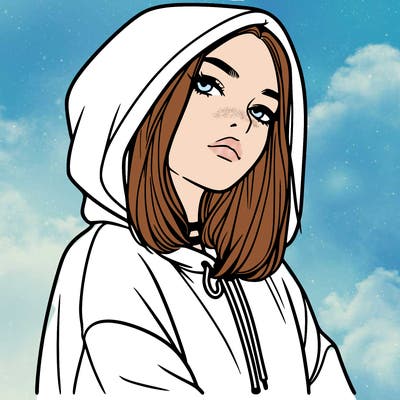 a realistic girl in a hoodie