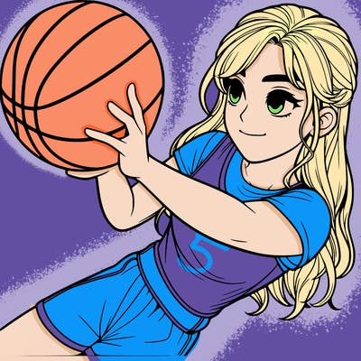 realistic girl playing basketball