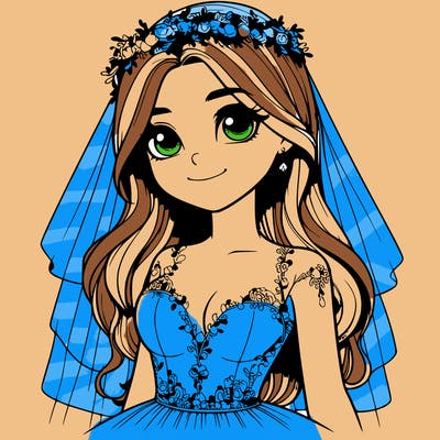 realistic girl in a wedding dress
