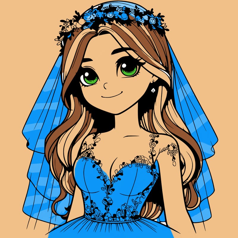 realistic girl in a wedding dress