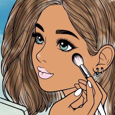 a realistic girl doing her makeup