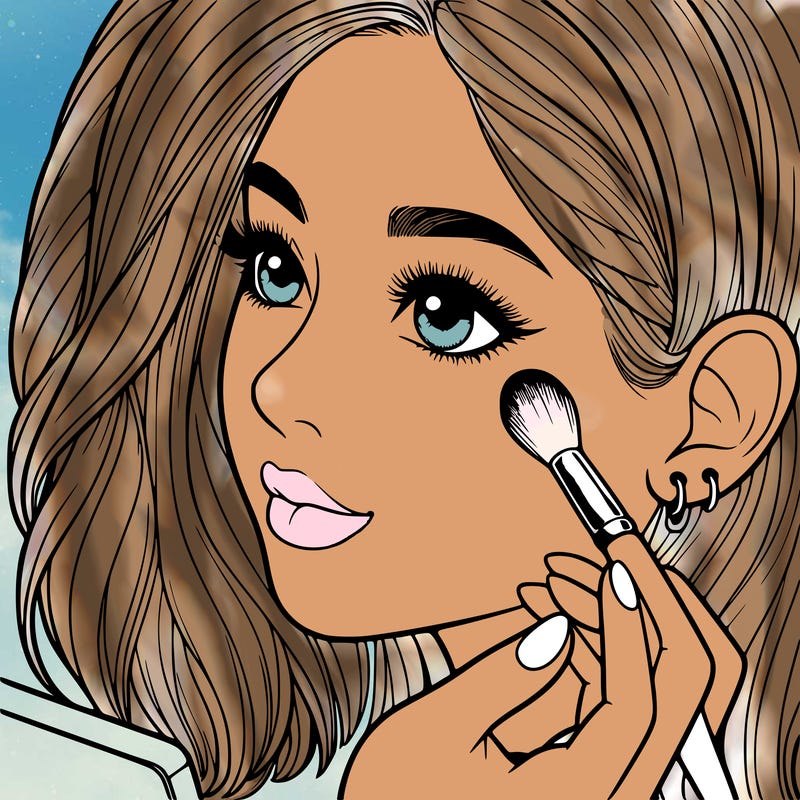 a realistic girl doing her makeup