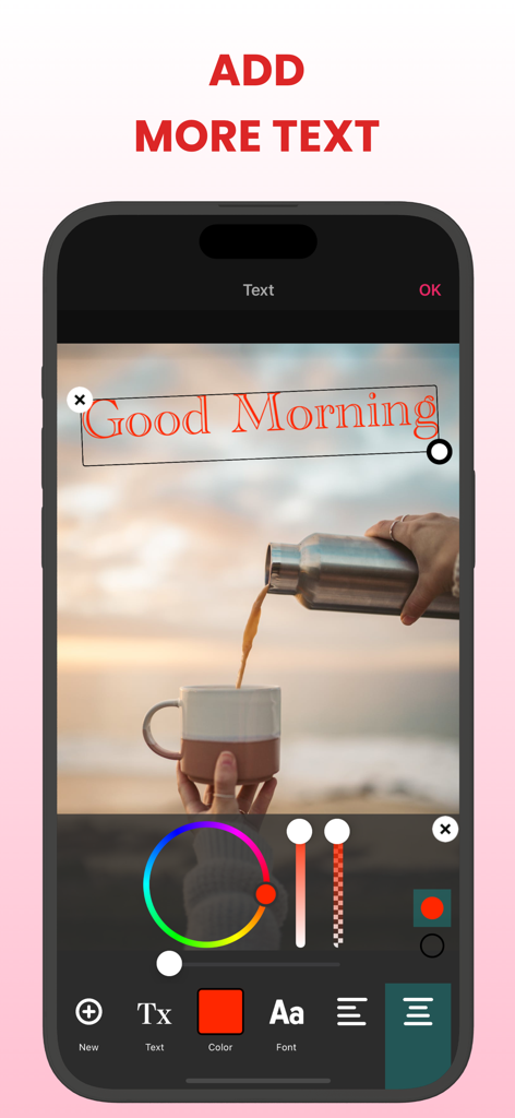 Slow Motion Video FX Editor ® - User interface of Slow Motion Video FX Editor showing text overlay and color selection tools on an iPhone