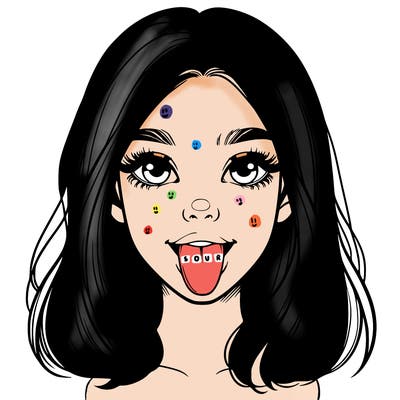 realistic girl with her tongue out