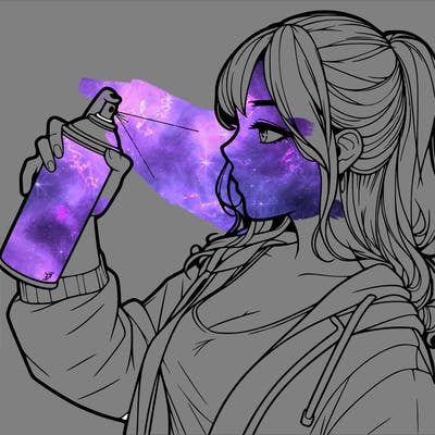 a realistic girl spray, painting
