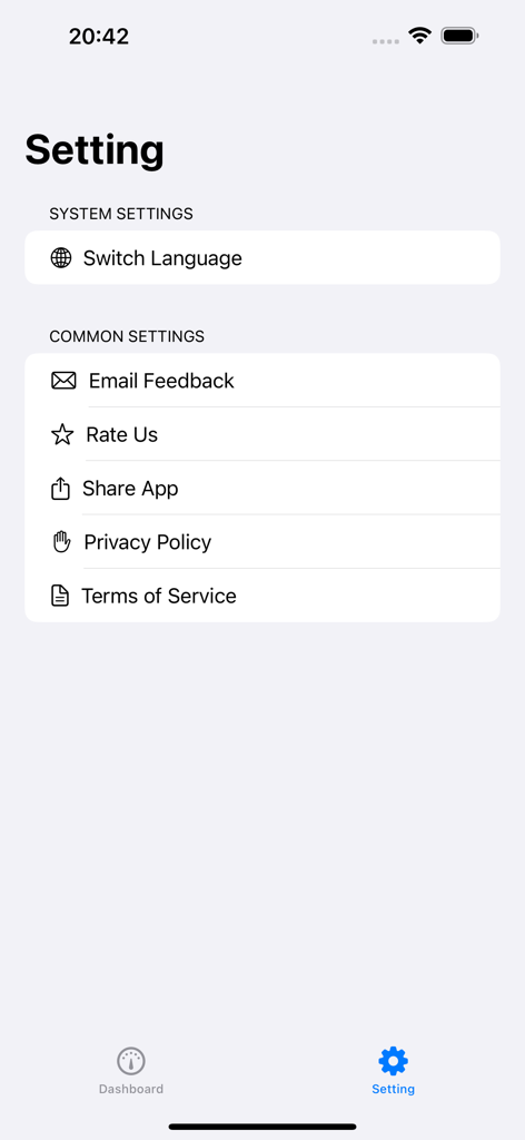 Gboard - Gravity dashboard - Pantalla de configuración de la aplicación Gboard Gravity dashboard que muestra opciones de configuración comunes y del sistema.
