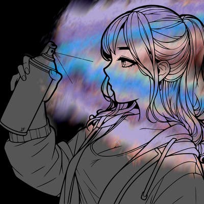 a realistic girl spray, painting