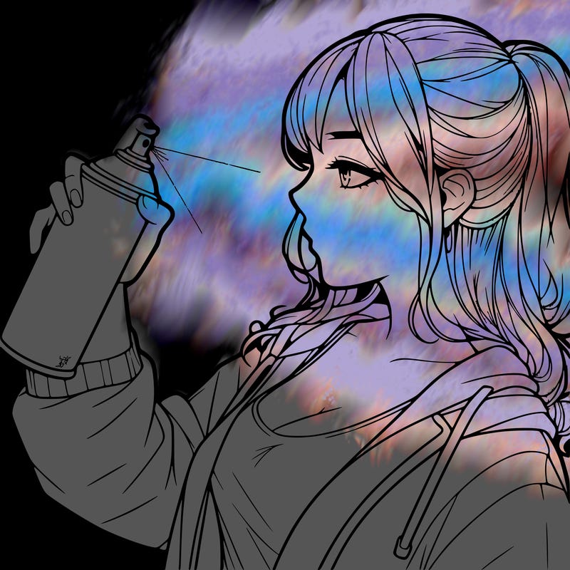 a realistic girl spray, painting