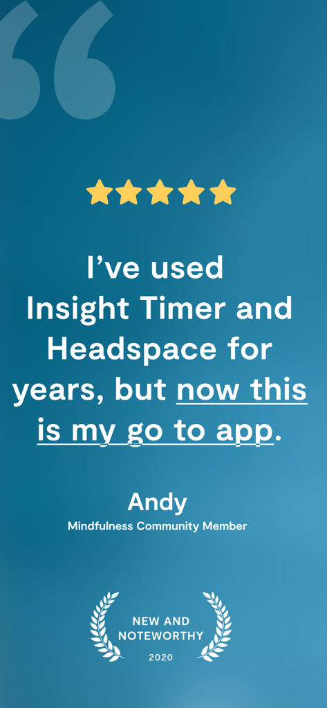 Reseña de usuario de cinco estrellas para la aplicación Mindfulness.com comparándola con Headspace e Insight Timer