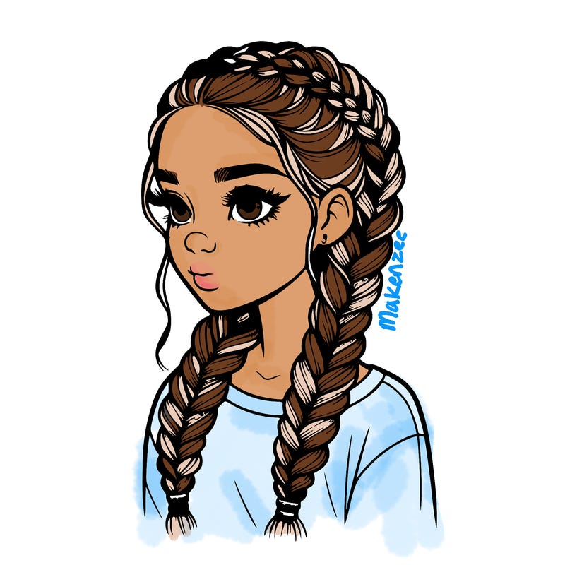 realistic girl with braids
