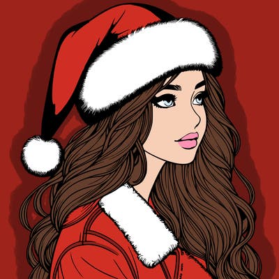 realistic girl in santa hat