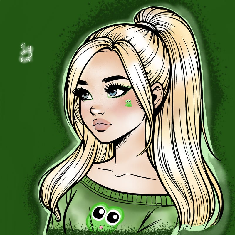 realistic girl with a high ponytail