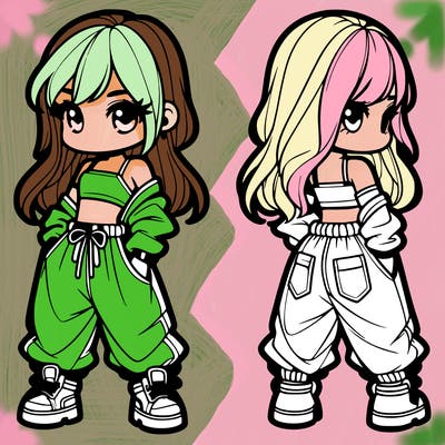 girl in crop top and baggy pants