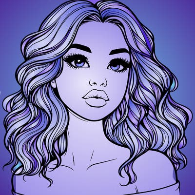 realistic girl with wavy hair and lips