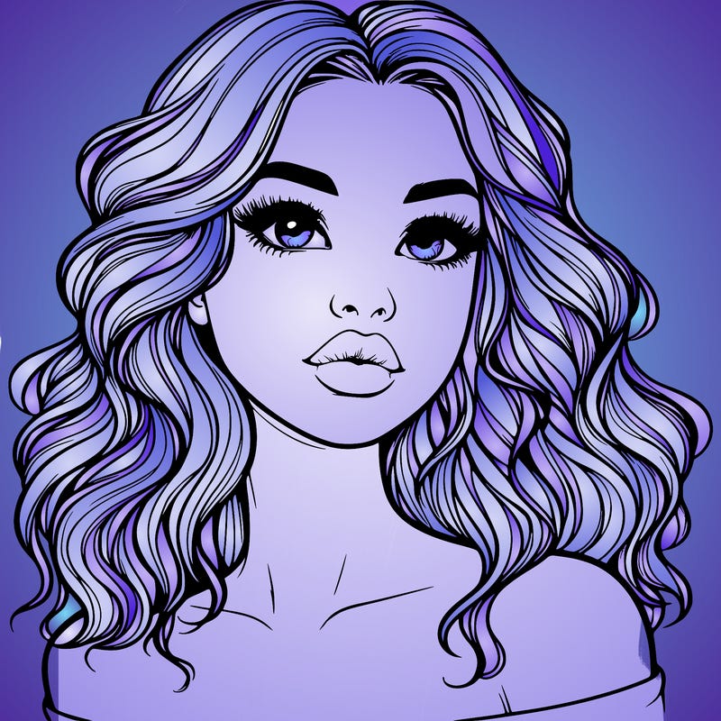 realistic girl with wavy hair and lips