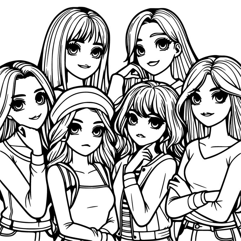 a group of girls realistic