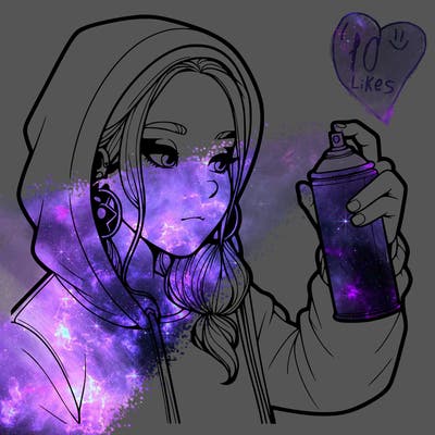 a realistic girl, spray painting
