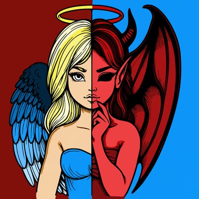 realistic angel half demon