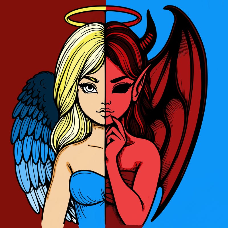 realistic angel half demon