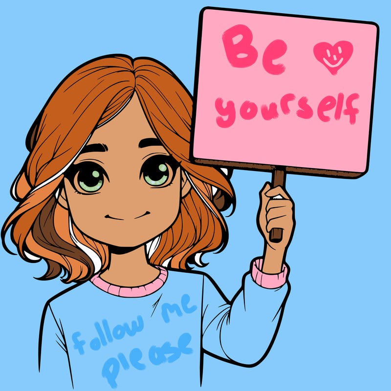 realistic girl holding up a sign