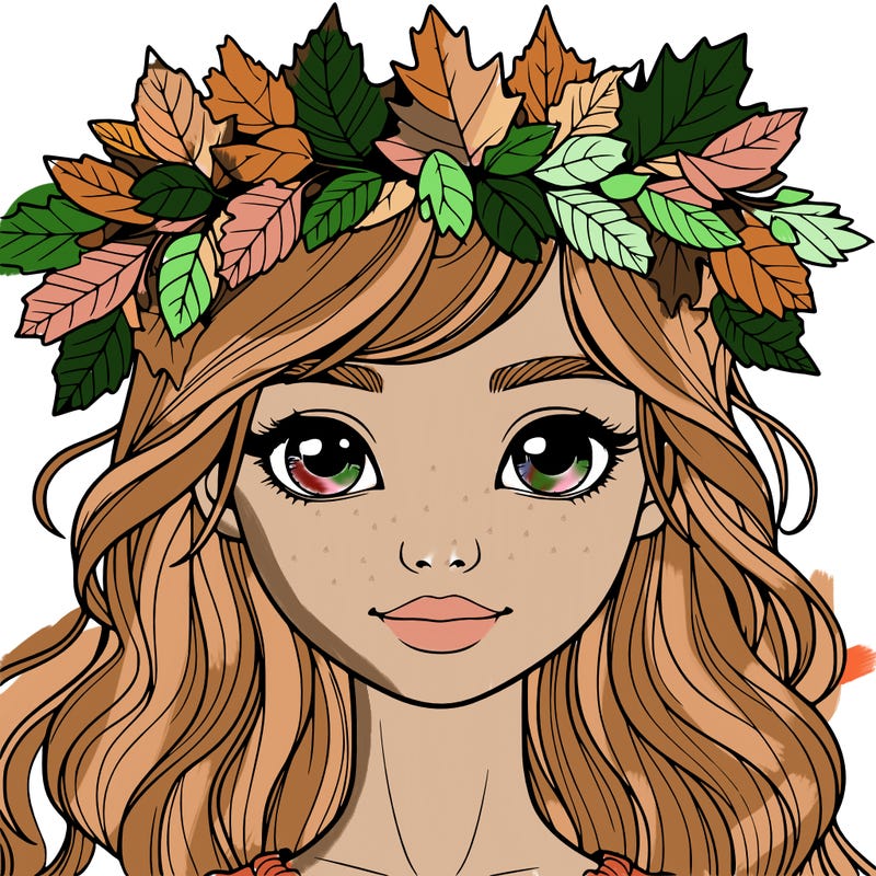 realistic girl with fall leaf crown