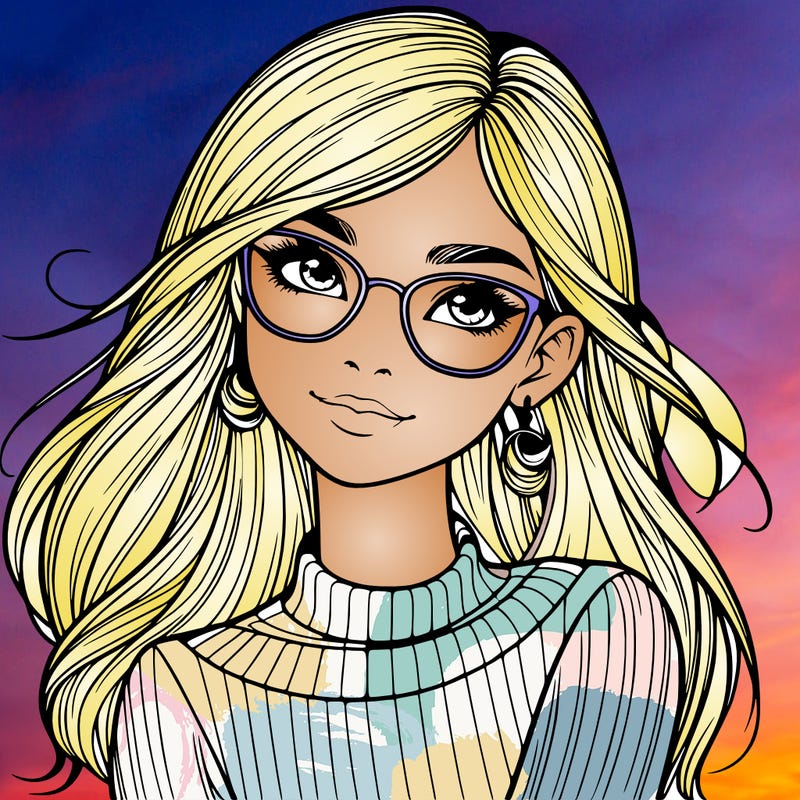 realistic girl with glasses