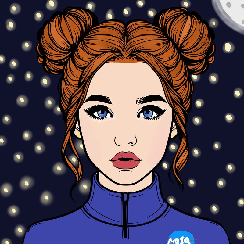 realistic woman that has space buns