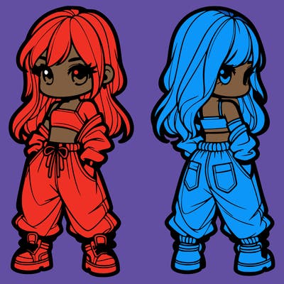 girl in crop top and baggy pants