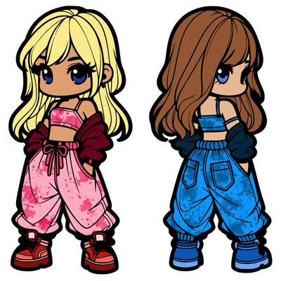 girl in crop top and baggy pants