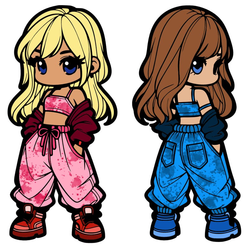 girl in crop top and baggy pants