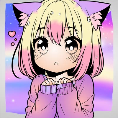 shy anime catgirl