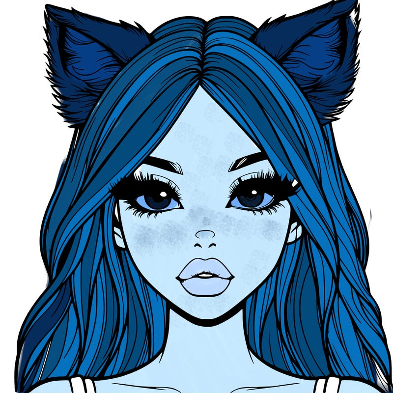 realistic girl with fox ears and realistic lips