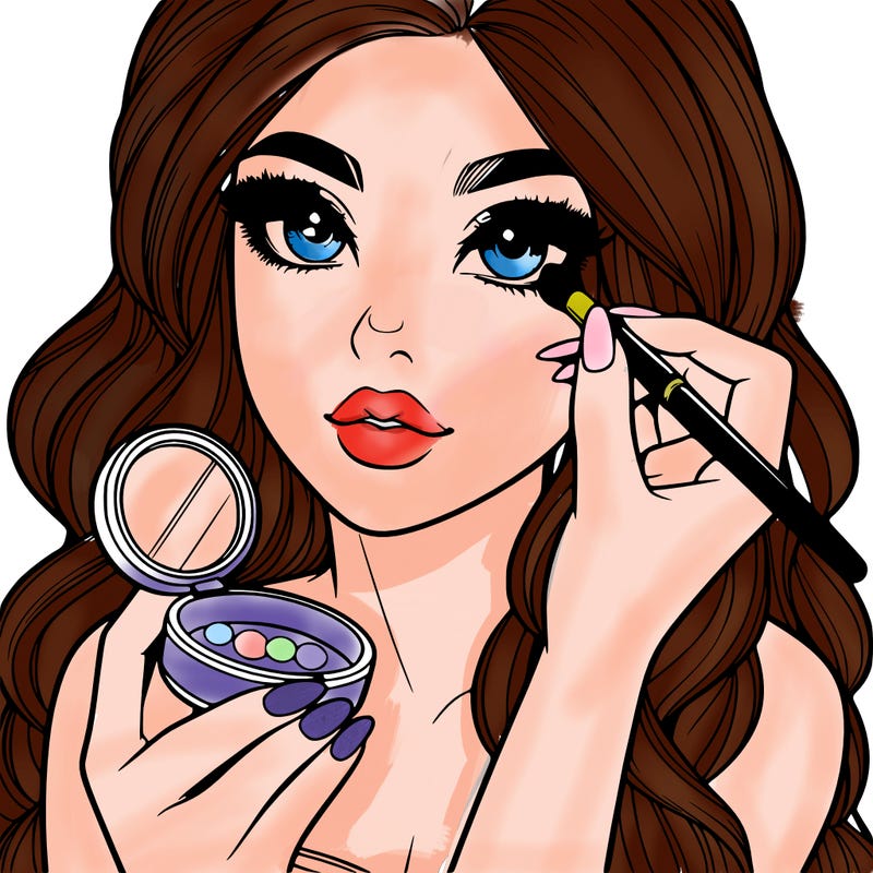realistic girl doing makeup