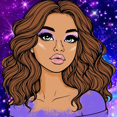 realistic girl with wavy hair and lips