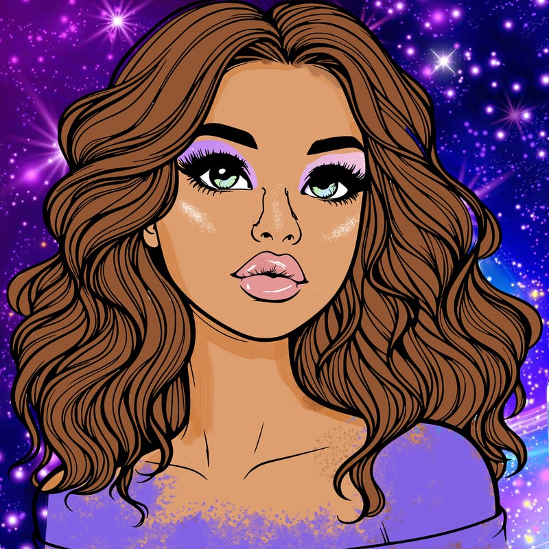 realistic girl with wavy hair and lips