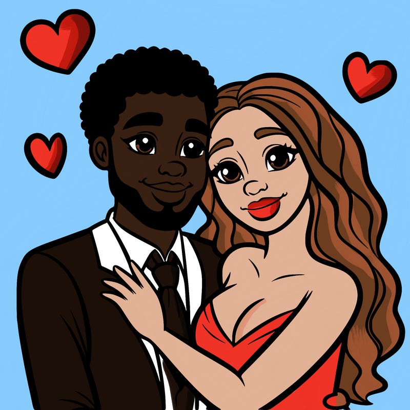 black man and white women in love realistic