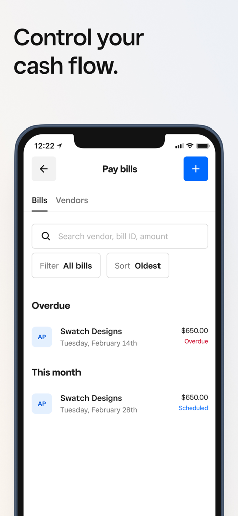 Square - Dashboard for POS - Square Dashboard app interface for paying bills and managing business cash flow