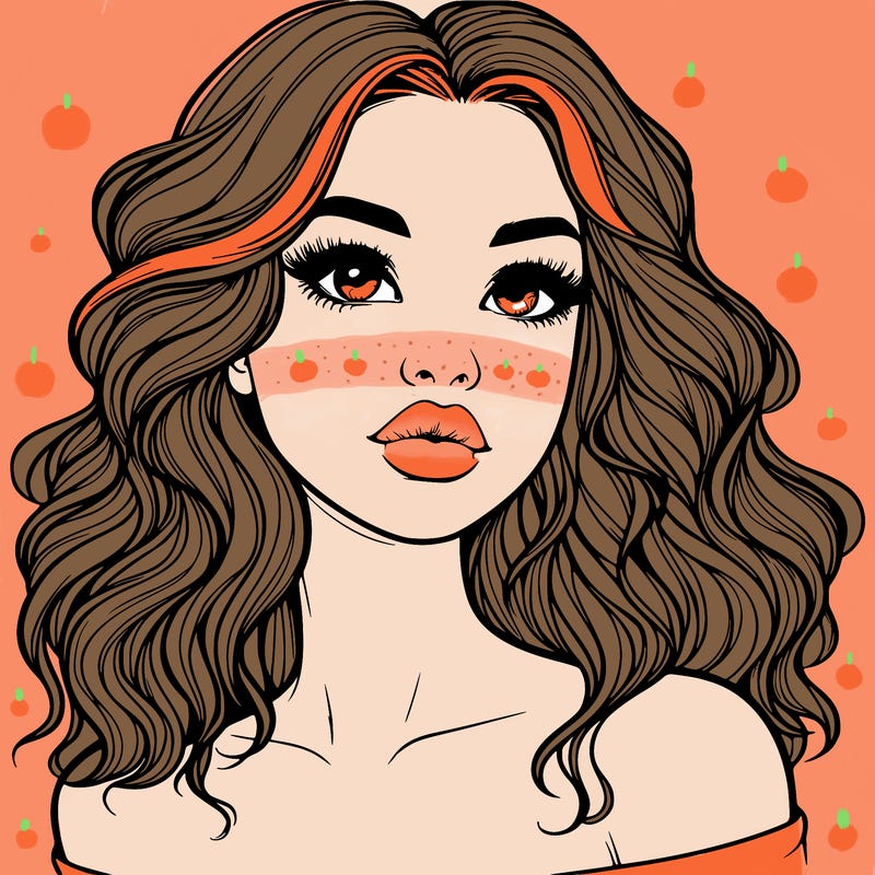 realistic girl with wavy hair and lips