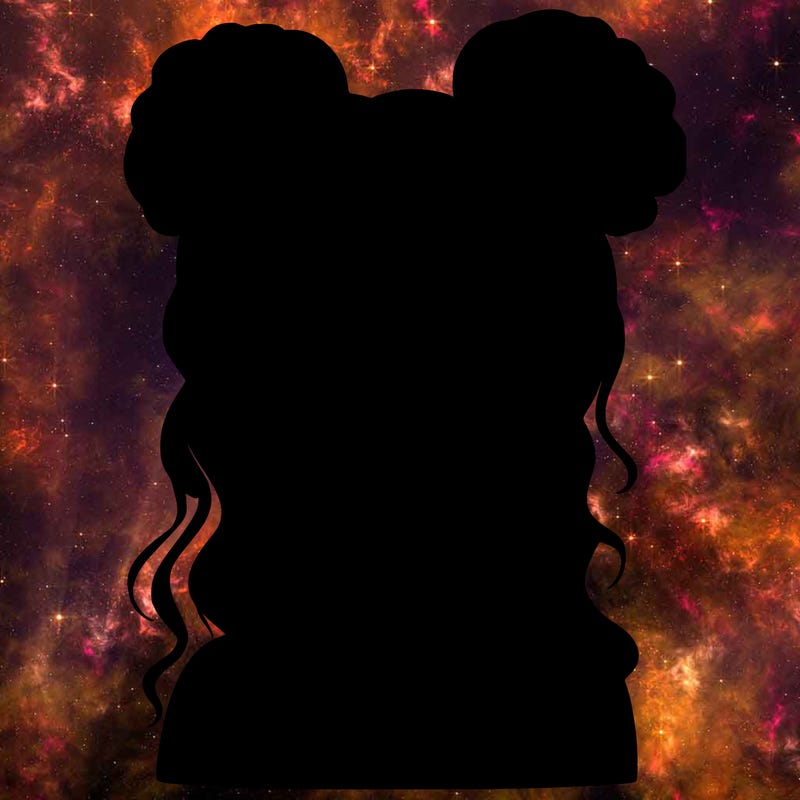 realistic girl with two buns in her hair