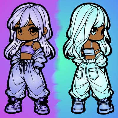 girl in crop top and baggy pants