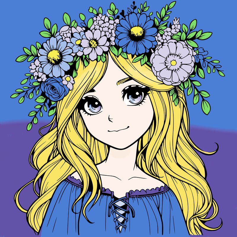 realistic girl with flowers crown