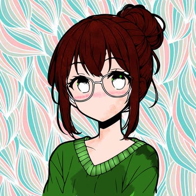 amimae girl with glasses and hair in bun
