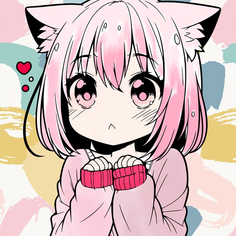 shy anime catgirl