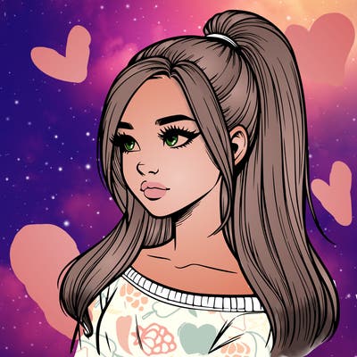 realistic girl with a high ponytail