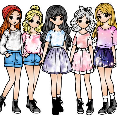 a group of five girls