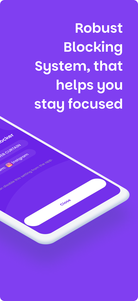 Robust blocking system interface of the Website Blocker app to help users stay focused.