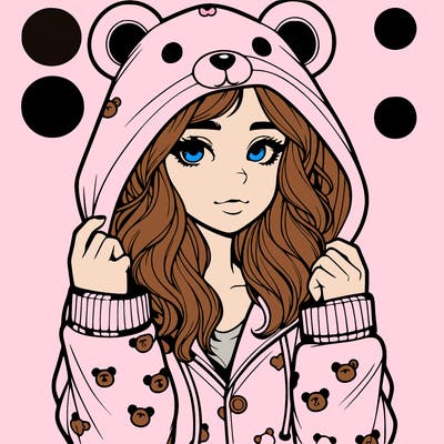 realistic girl in a animal pjs hoodie