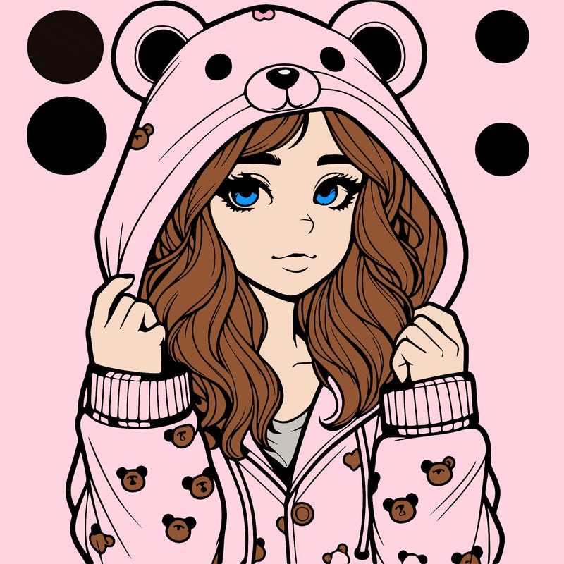 realistic girl in a animal pjs hoodie