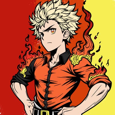 realistic manga man of fire